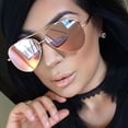thumbnail image 4 of Oversized Aviator Pink Gold Lens Women Sunglasses, 4 of 7
