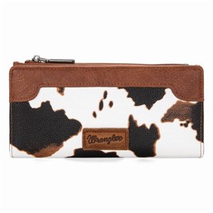 Wrangler Cow Print Womens Bifold Wallet Brown