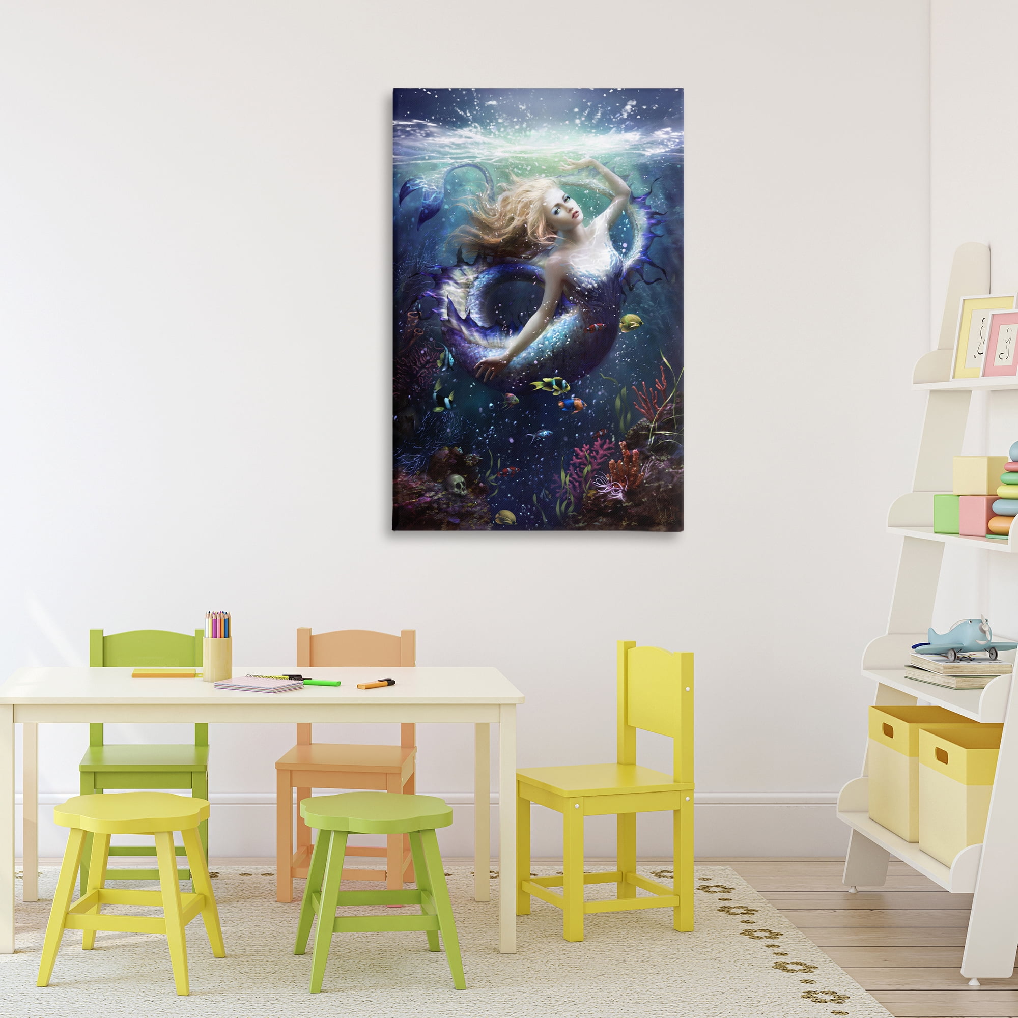 Stupell Industries Deep Sea Mermaid Canvas Wall Art, design by Melanie Delon