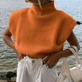 thumbnail image 2 of Baberdicy Sweaters for Women, Women's Autumn and Winter Solid Color Woolen Sweater Temperament Turtleneck Short Sleeved Sweater Top Womens Sweaters Orange, 2 of 6