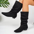 thumbnail image 2 of Willtoo Women's Faux Suede Mid Calf Boots, Slouchy Ruched Flat Boots with Pointed Toe, Comfortable Pull-On Low Heel Casual Shoes, 2 of 6