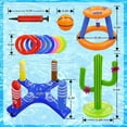 thumbnail image 2 of Pool Toys Games Set,Pool Basketball Hoop Inflatable Cross Ring Toss Game and Inflatable Cactus Ring Toss Kids Pool Toys for Teens Adults and Family (3 Set Water Toys), 2 of 7