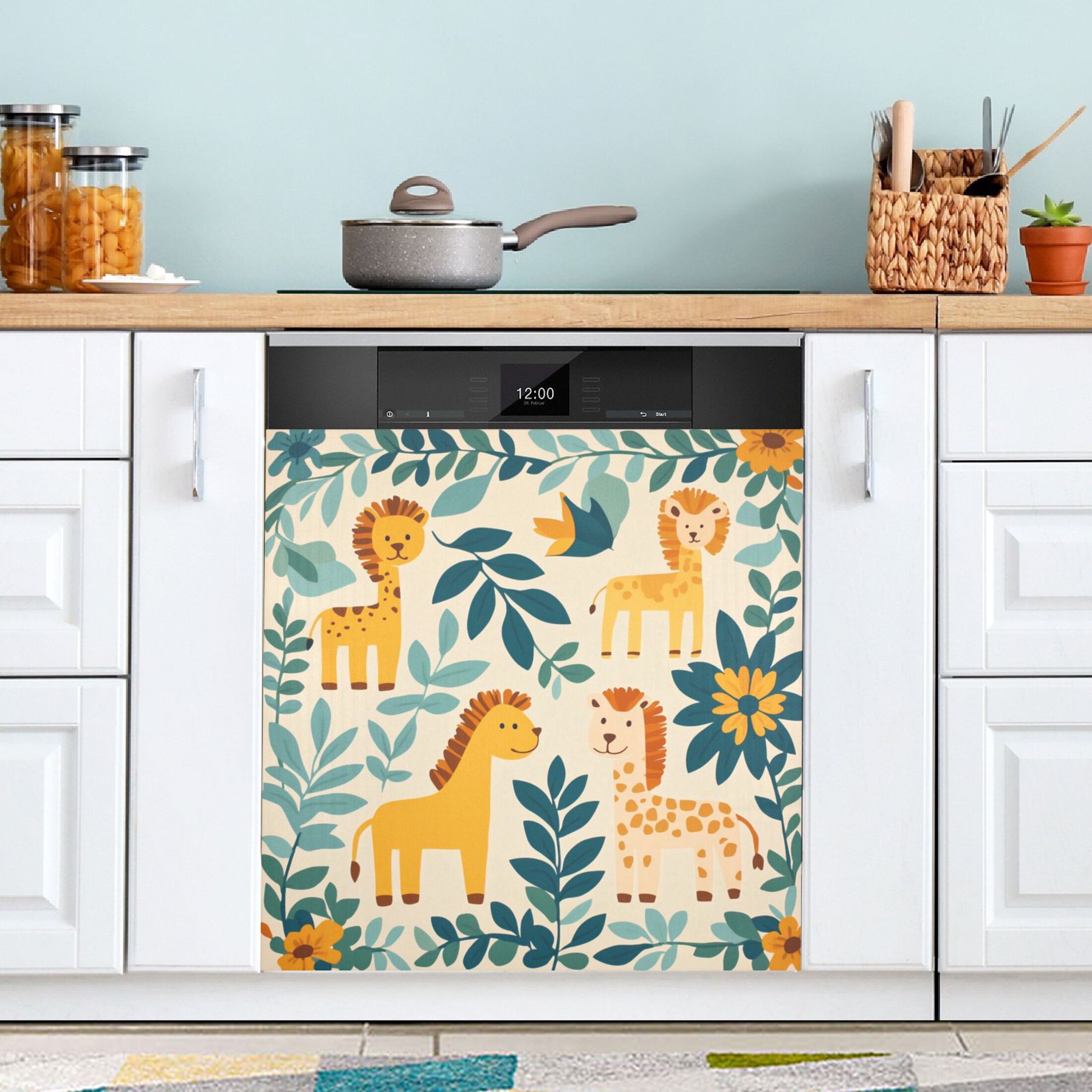 Dishwasher Magnetic Sticker 23x26 Inch Refrigerator Magnetic Sticker Washing Machine Magnetic Sticker Kitchen Panel Magnetic Sticker Home Decor Cool Cartoon Animals
