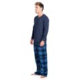 thumbnail image 2 of Ashford & Brooks Men's Jersey Knit Long-Sleeve Top and Mink Fleece Bottom Pajama Set - Navy Plaid - Large, 2 of 4