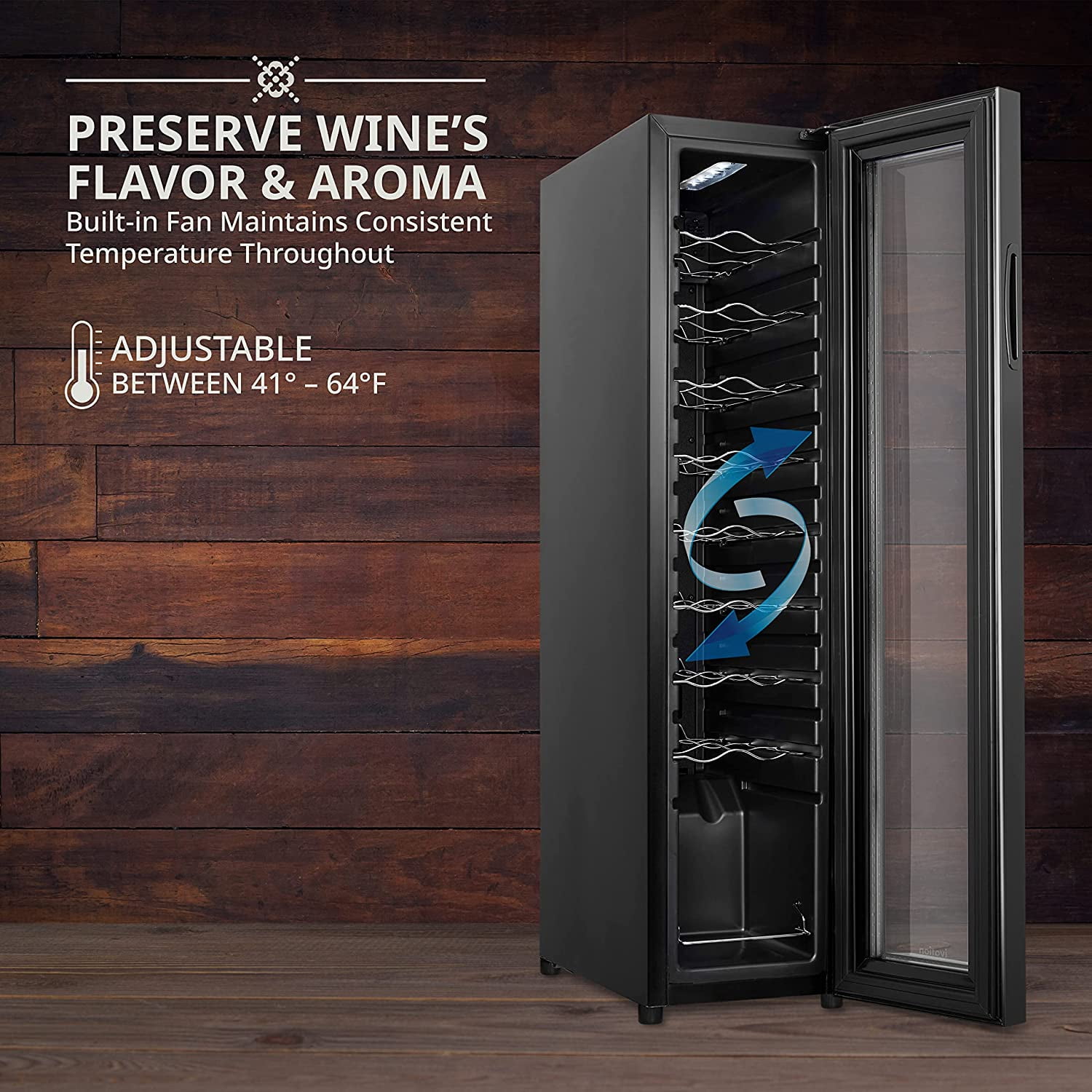 IVATION 18 Bottle Compressor Wine Cooler with Lock, Narrow Black Wine Refrigerator