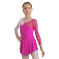 thumbnail image 3 of Xnihocha Kids Girls Long Sleeve Rhinestone Figure Ice Skating Dress Sheer Mesh Dancewear Rose 10, 3 of 6