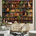 thumbnail image 2 of Gojian Forest Library Tapestry Tree Bookshelf Tapestries Wall Hanging Vintage Fantasy Fairy Treehouse Book Tapestry for Bedroom Living Room Dorm Classroom, 2 of 6