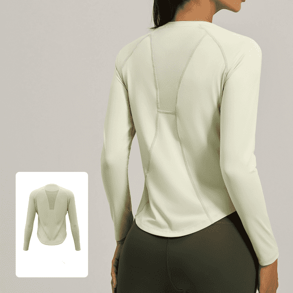 AEXTO Women'S Long-Sleeve Sports Top with Mesh Back, Breathable Workout And Yoga Shirt, Suitable for Cycling, Fitness, Yoga, And Running.