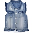 thumbnail image 2 of Peacolate Little Big Girls Denim Vest Distressed Sleeveless Jacket,Balloon,7-8Years, 2 of 4