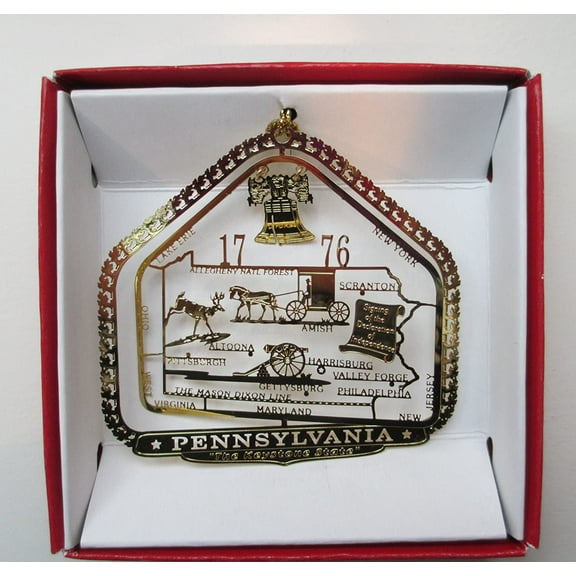 Pennsylvania State Landmarks Brass Ornament