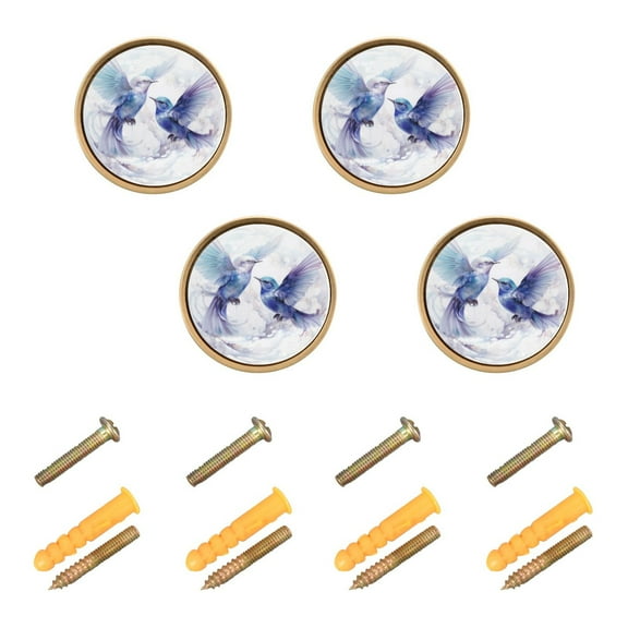 Ryvnso Bird Couple Cabinet Knobs Kitchen Door Round Pulls Drawers Dresser Cupboard Knob Set of 4