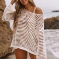 thumbnail image 3 of Pxiakgy Paréo pour Femmes Tricot de Beauté Manches Trompette Pull Ample Col Rond Creux pour Femmes Blanc + S, 3 of 8