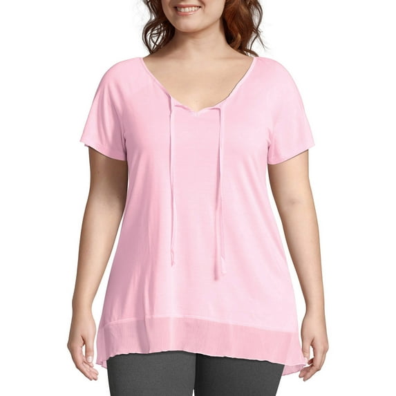 Just My Size Women's Plus-Size Chiffon Trim Tunic