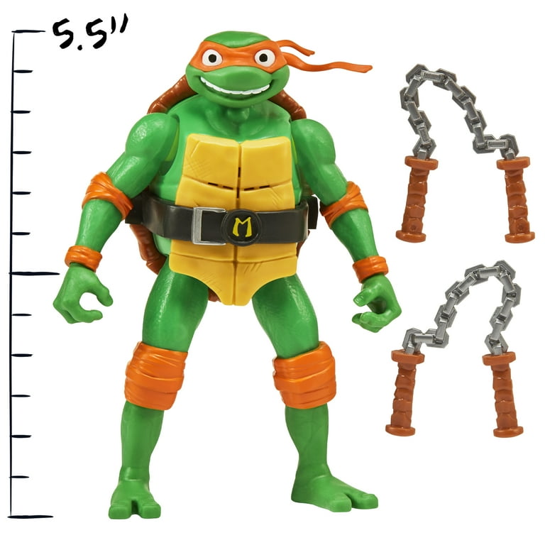 TMNT Mutant Mayhem 5.5 Michelangelo Deluxe Ninja Shouts Figure by Playmates Toys