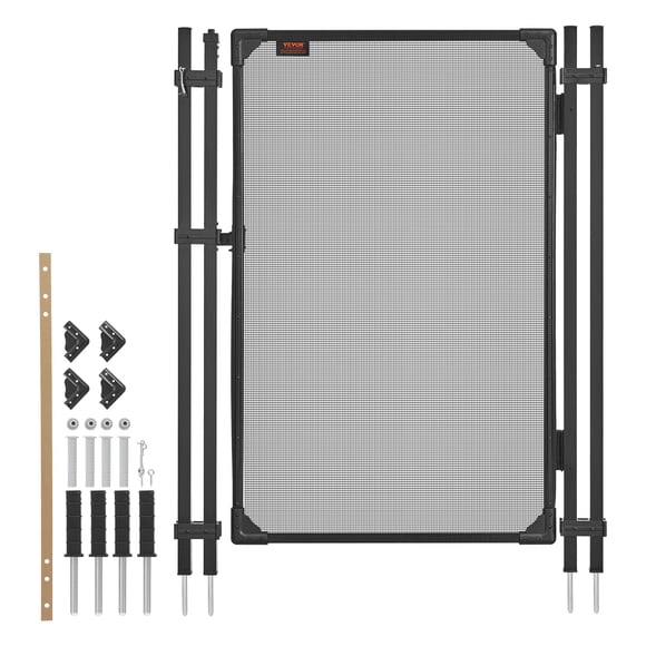 VEVOR Pool Fence Gate, 4 x 2.5 ft Inground Swimming Pool Fences Gate, Outdoor Security Fencing Door Kit with Self-Closing and Self-Locking Design, 352 gsm Teslin PVC Mesh, Easy Installation, Black