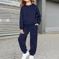 thumbnail image 2 of KAUOD Youth Kids Cotton Sweatsuits 2 Piece Crew Neck Pullover Sweatshirts Joggers Sweatpants Athletic Putfits for Girls, 2 of 6