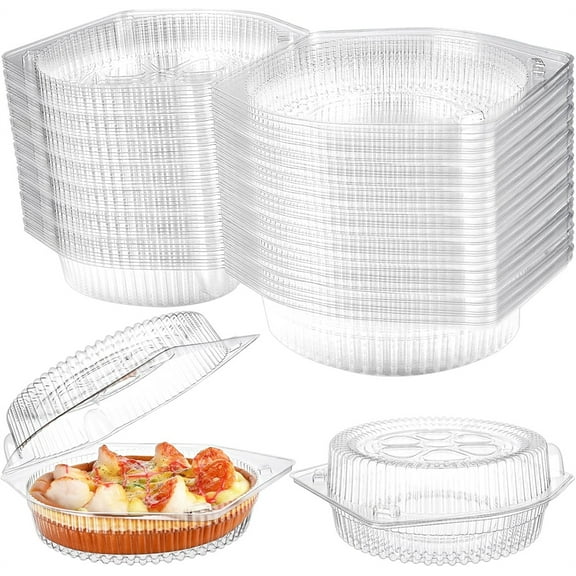 20 Pcs Clear Hinged Plastic Containers with Lids,Happon Individual Cake Slice Containers,Plastic Food Container, Disposable Take Out Containers for Cakes, Cookies, Sandwiches, Salad