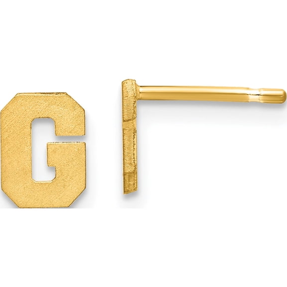 Ss/Gold Plated Sterling Silver Gold-Plated Brushed Letter G Initial Post Earrings Made In United States xne45gp/g