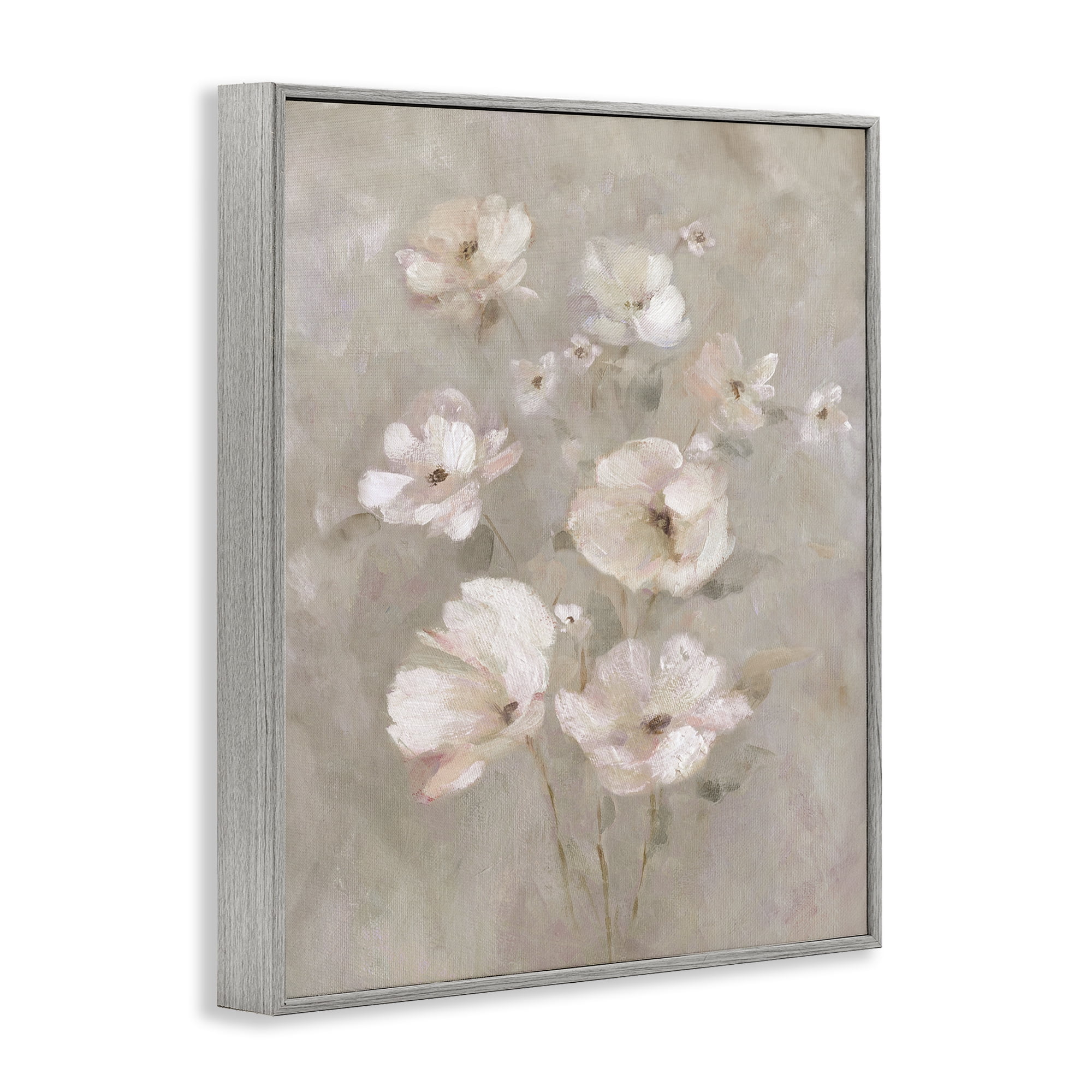 Stupell Industries Blush Florals over Beige Gray Framed Giclee Art, design by Carol Robinson