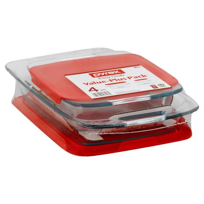Pack économique Pyrex® Easy Grab 4 pièces ; 9x13 oblong, 8x8 carré 13x9 oblong, 8x8 carré