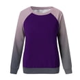 thumbnail image 5 of Women's Casual Color Block Sweatshirts Crewneck Loose Fit Gradient Solid Print Pullover Top Fall Long Sleeve Workout Sweatshirts, 5 of 5