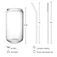 thumbnail image 2 of U Chef Juego de 4 Vasos de Vidrio para Beber con Popote, Vasos para Caf&eacute; de 16 Onzas para Cerveza, Caf&eacute; helado, Vaso para Whisky, Refrescos, T&eacute;, Agua, con 2 Cepillos d, 2 of 7