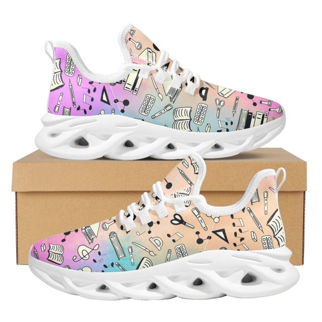 Gradient Learning Tools Ladies Comfortable Platform Shoes Breathable Lightweight Mesh Casual Shoes Plus Size Non-Slip Sneakers