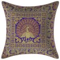 thumbnail image 2 of Stylo Culture Indian Christmas Brocade Purple And Gold Throw Pillow Covers 16x16 Jacquard Weave Banarasi Holiday Pillow Covers Dancing Peacock Floral 40x40 cm Decorative Cushion Covers (Set Of 2), 2 of 4