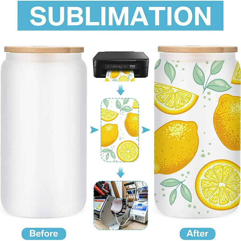 sweet grain Frosted Sublimation Glass with Bamboo Lid, 16OZ  25pcs Sublimation Beer Can Glass, Wide Mouth Sublimation Glass Cups for  Iced Coffee,Juice,Soda,Drinks,Beer: Tumblers & Water Glasses