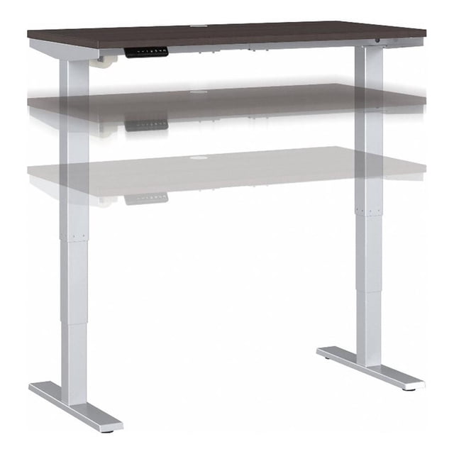 Pemberly Row 48W Height Adjustable Desk in Storm Gray - Engineered Wood