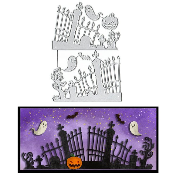 Troqueles de corte de Halloween Heureppy, stencil metálico de cerca de calabaza