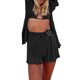 thumbnail image 4 of VISgogo Conjunto de ropa informal para mujer Sujetador de camisa de manga larga con textura fruncida de color sólido con pantalones cortos de cintura elástica VISgogo moda, 4 of 9