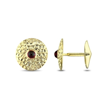 - Tangelo 1-3/8 Carat T.G.W. Garnet 14kt Yellow Gold Textured Cufflinks
