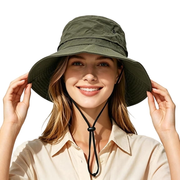 Women UPF 50  Wide Brim Sun Hat, Breathable UV Protection Bucket Hat for Beach Travel