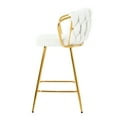 thumbnail image 7 of 2 Modern Bar Chair Ensemble, Gold Legs, White Linen Seat For Kitchen, Dining, Cafe, Bar, Restaurant, Ergonomic, Base, Adjustable Slip Foot, Abundant Seating, Waterproof, Easy To Polish Of 2 High, 7 of 7