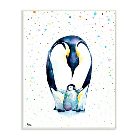 - The Stupell Home Decor Collection Watercolor Polka Dot Splatter Penguin Mom and Baby Family Wall Plaque Art, 10 x 15
