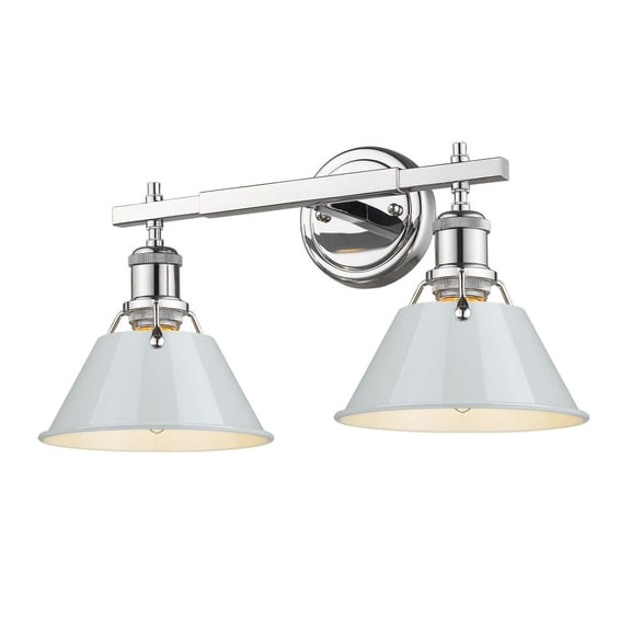 Orwell 2-Light Vanity Light in Chrome with Dusky Blue