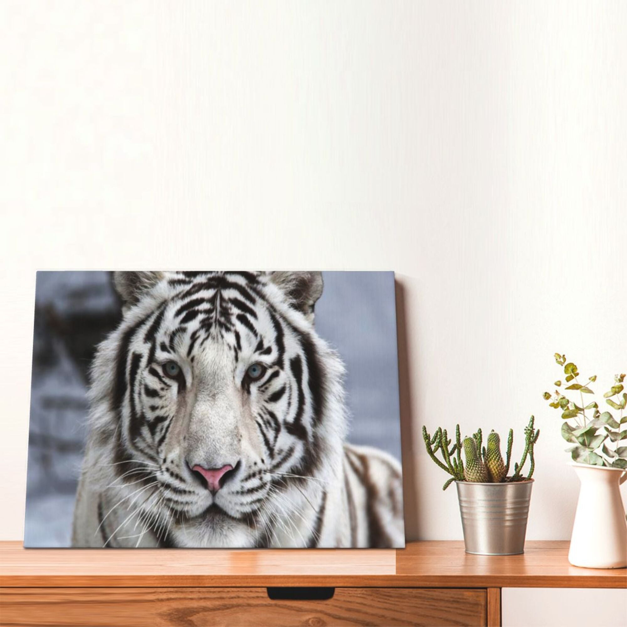 Decor White Painting Tiger 12x16in Decor Framed Artwork Wall Modern Room For Decorations Living Canvas Bathroom Bathroom Bedroom