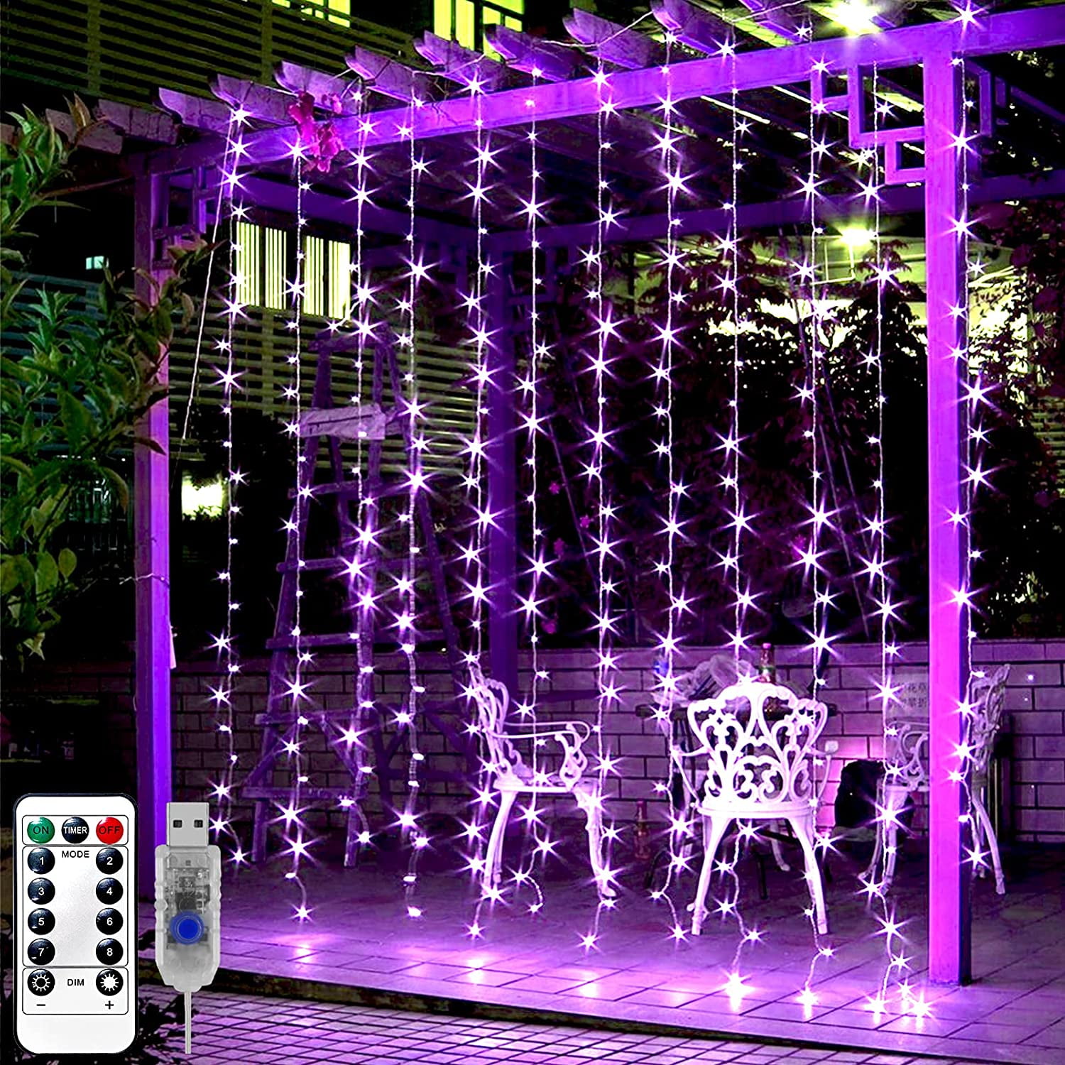 Window Curtain Lights 2mx2m 200 D Halloween Window Curtain Fairy Lights