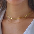 thumbnail image 3 of 1pc  18k Gold Plated Layered Flat Herringbone Chains & Box chain Necklace for Women, 1MM & 4MM, 3 of 6