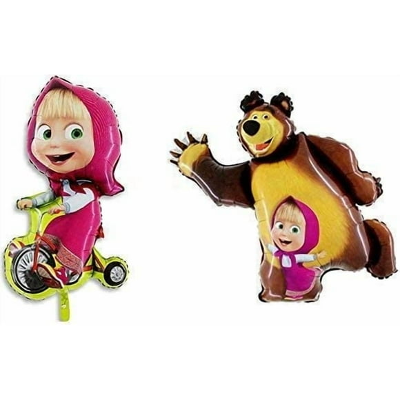 Set de globos para fiestas de cumpleaños de Masha y el oso, x2