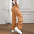 thumbnail image 2 of adviicd Women's Parachute Pants Drawstring Baggy Cargo Pants Y2K Hop Streetwear Pants Orange, L, 2 of 5