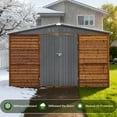 thumbnail image 3 of 8 ft. W x 10 ft. D Outdoor Iron & Solid Wood Tool Storage Shed with Two Doors and Windows, 3 of 12