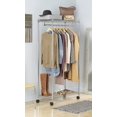 Whitmor Supreme Double Shelf Rolling Garment Rack, Metal, Chrome