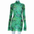 thumbnail image 5 of Robes d'Été pour Femmes 2025 Dames Imprimé en Maille Col Rond Manches Côté Ouvert Robe d'Été Verte S, 5 of 5
