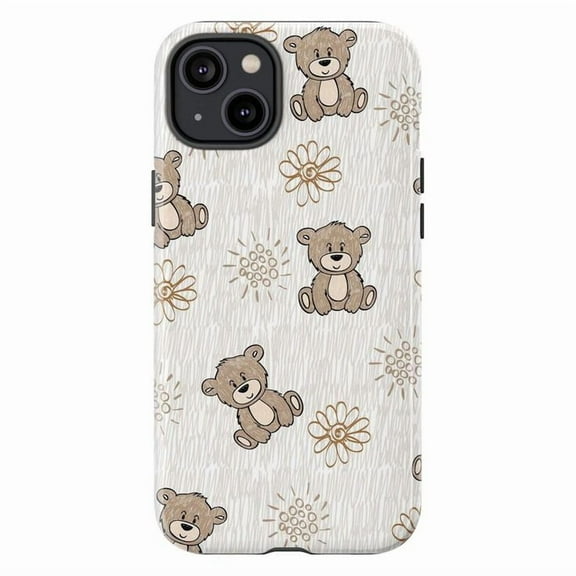 Cute Teddy Bear Phone Case, Soft Neutral Baby Animal Design iPhone Cover, Whimsical Protective Case for iPhone 16 15 14 13 12 11 Plus Pro Max Mini