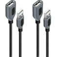 thumbnail image 1 of Fasgear USB Extender Cable, 2-Pack 6ft USB 2.0 Type A Male to Female Extension Cable for Laptop Cooling Pad, USB Flash Drive, Keyboard, Mouse, Printer at Home/Office/Car (1.8m,Black), 1 of 6