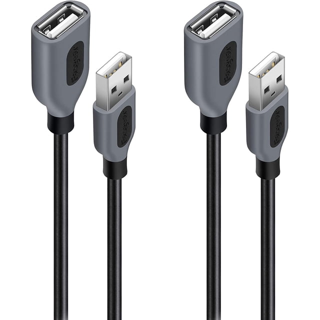 Fasgear USB Extender Cable, 2-Pack 6ft USB 2.0 Type A Male to Female Extension Cable for Laptop Cooling Pad, USB Flash Drive, Keyboard, Mouse, Printer at Home/Office/Car (1.8m,Black)