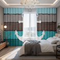 thumbnail image 2 of Coastal Anchor Blackout Curtains for Bedroom/Living Room, Pinch Pleated Black Out Curtains, Turquoise Brown Country Wooden Grain Room Darkening Window Drapes with Hooks 2 Panels, 39"x70", 2 of 8