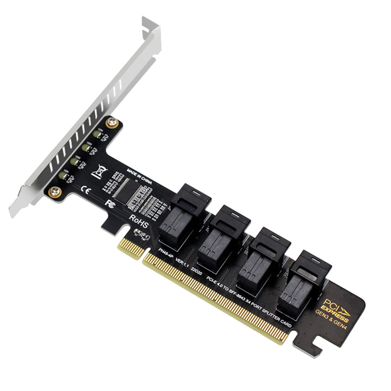 NGFF PCI-E 16X to Ports NVME Split Expansion Card SFF-8639